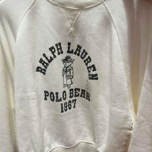 Ralph Lauren White Polo Bear Crewneck Sweater